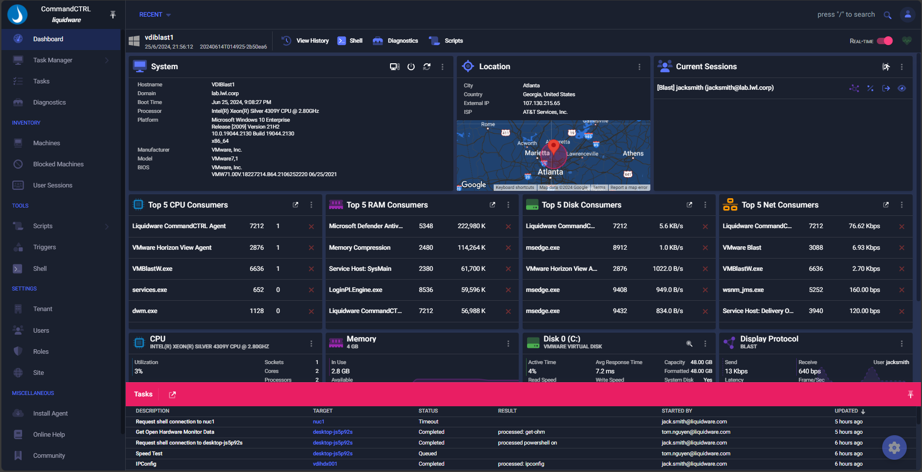 At-a-glance SaaS real-time desktop remediation solution